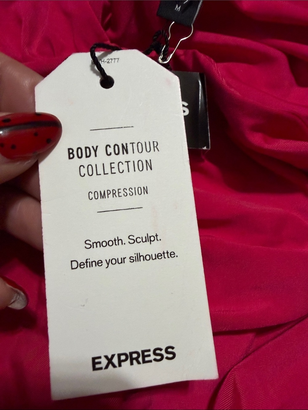 Express Body Contour Compression Empire V-Neck Bodysuit Pink Medium Thong NWT - Picture 5 of 7